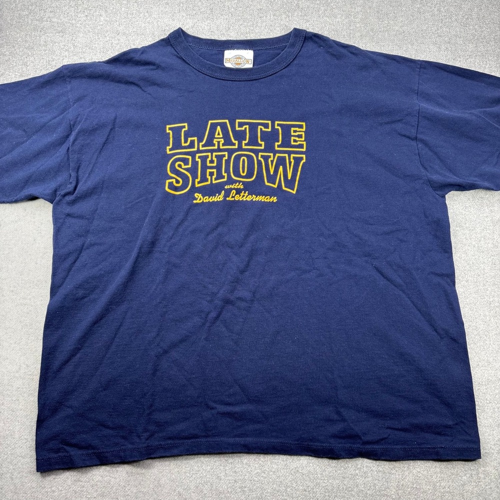 Vintage 90s Late Show‎ with David Letterman T Shirt Mens XL Blue Wide Boxy USA